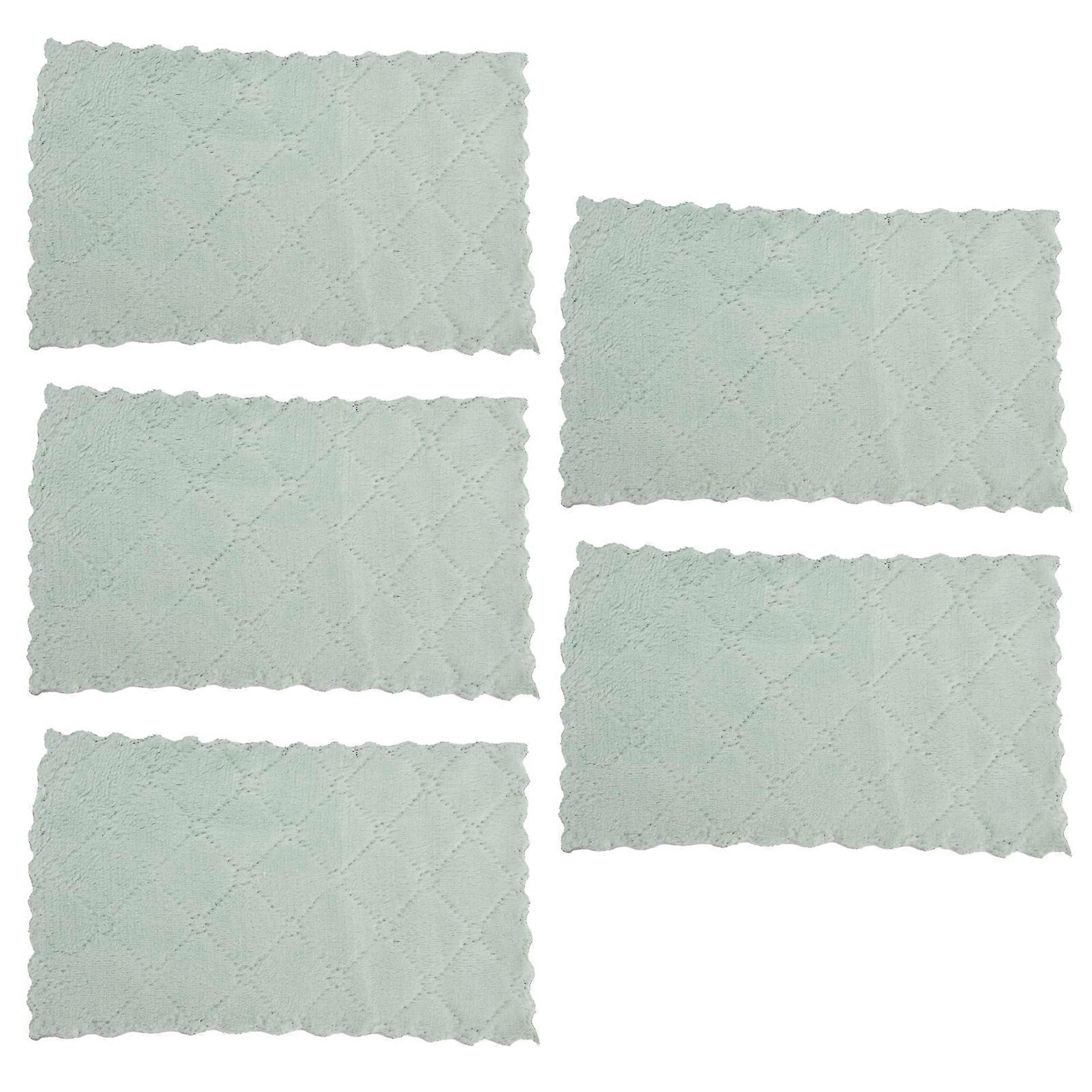 5Pcs Microfiber Kitchen Cleaning Cloth Absorbent Soft Rag Cleaning Tool for Home KitchenGreen+Grey