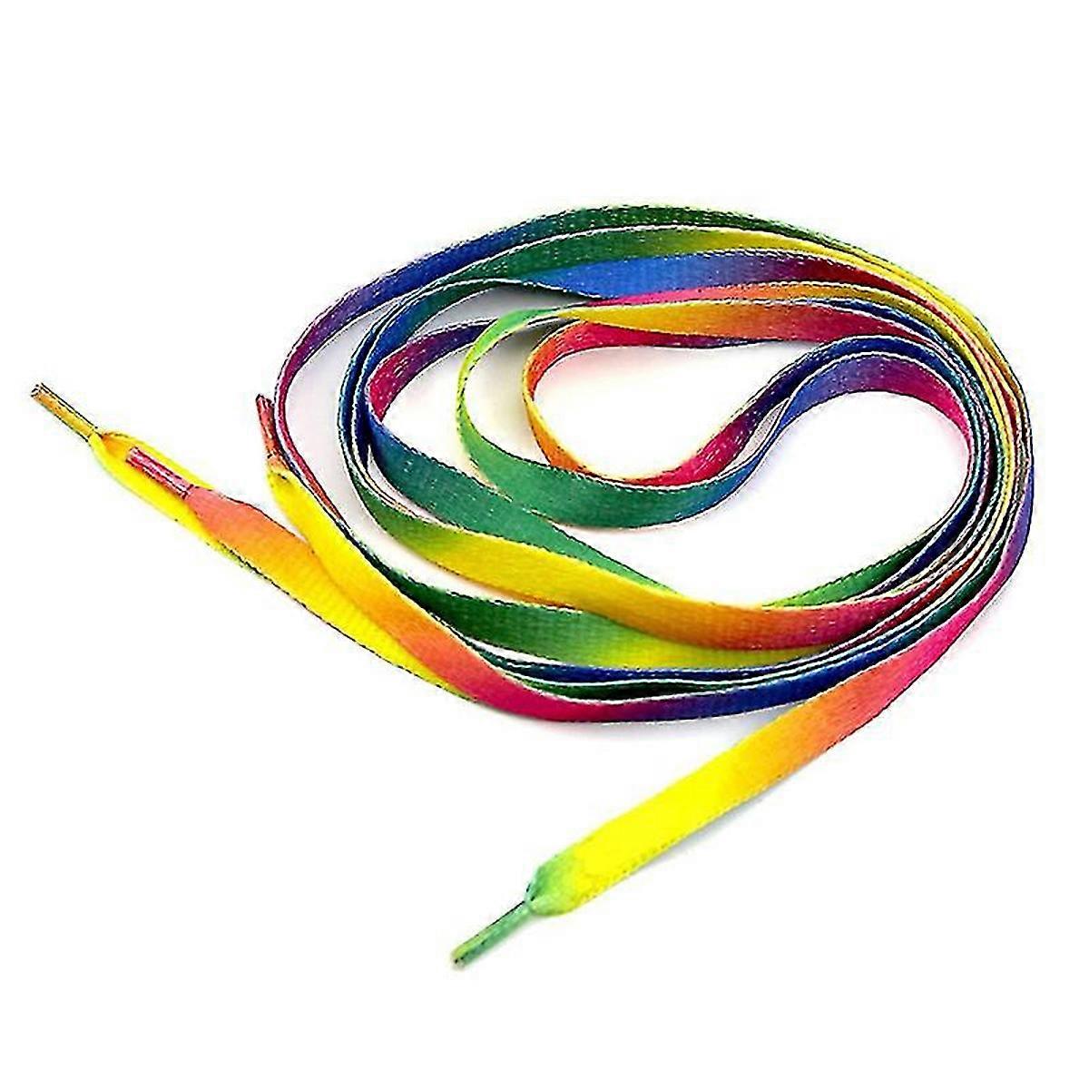 6 Pares de Cadarços Arco-íris 0,9M Gradiente Colorido Cadarços de Sapato Cordão Plano Para Sapatos Tênis