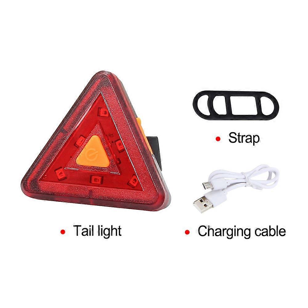 白/赤USB充電バイクテールライトトライアングルバイクリアランプ5モードサイクリング警告灯夜間安全ライディング用