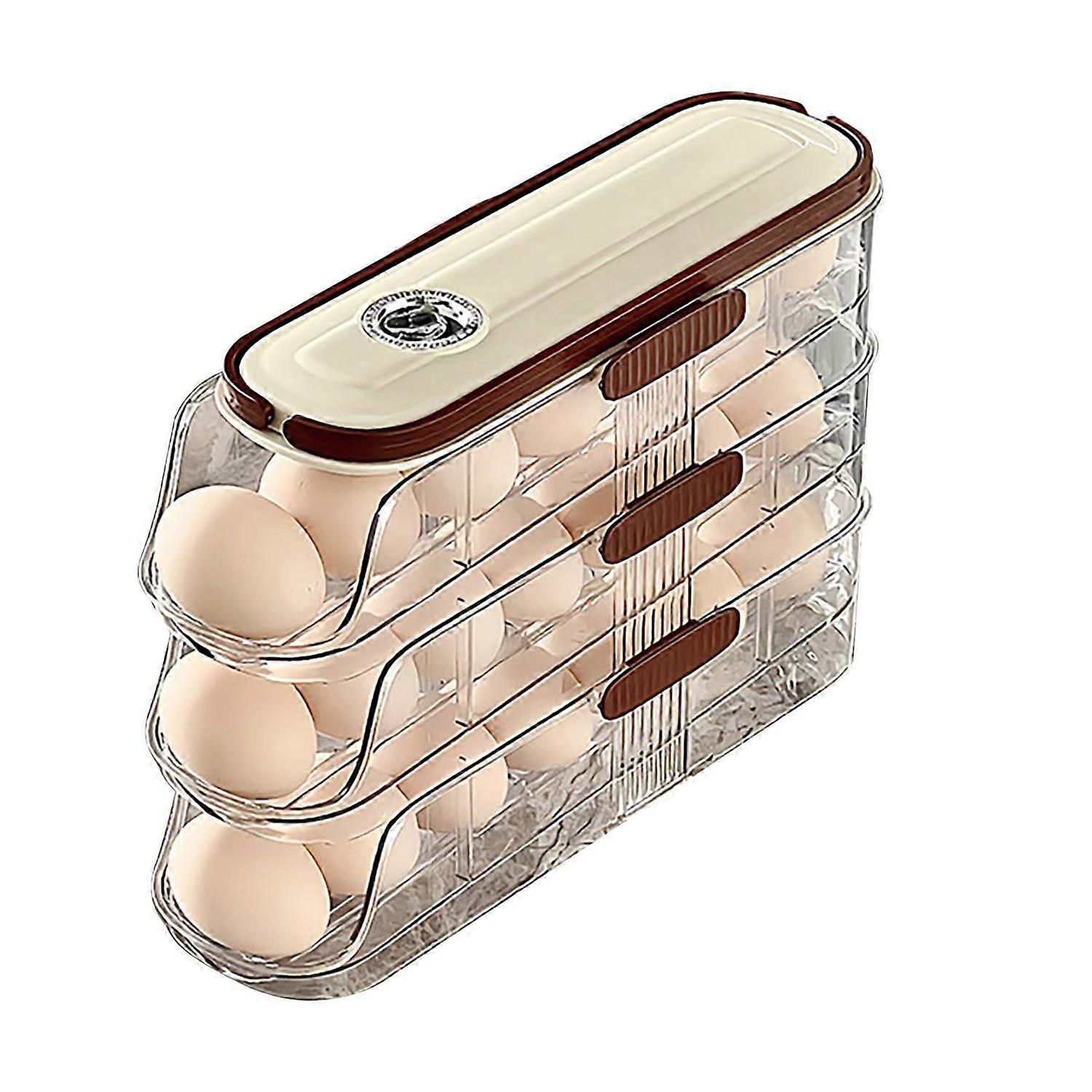 Automatic Rolling Egg Container Fridge Storage Box Food Grade BPA Free Transparent Stackable Fridge