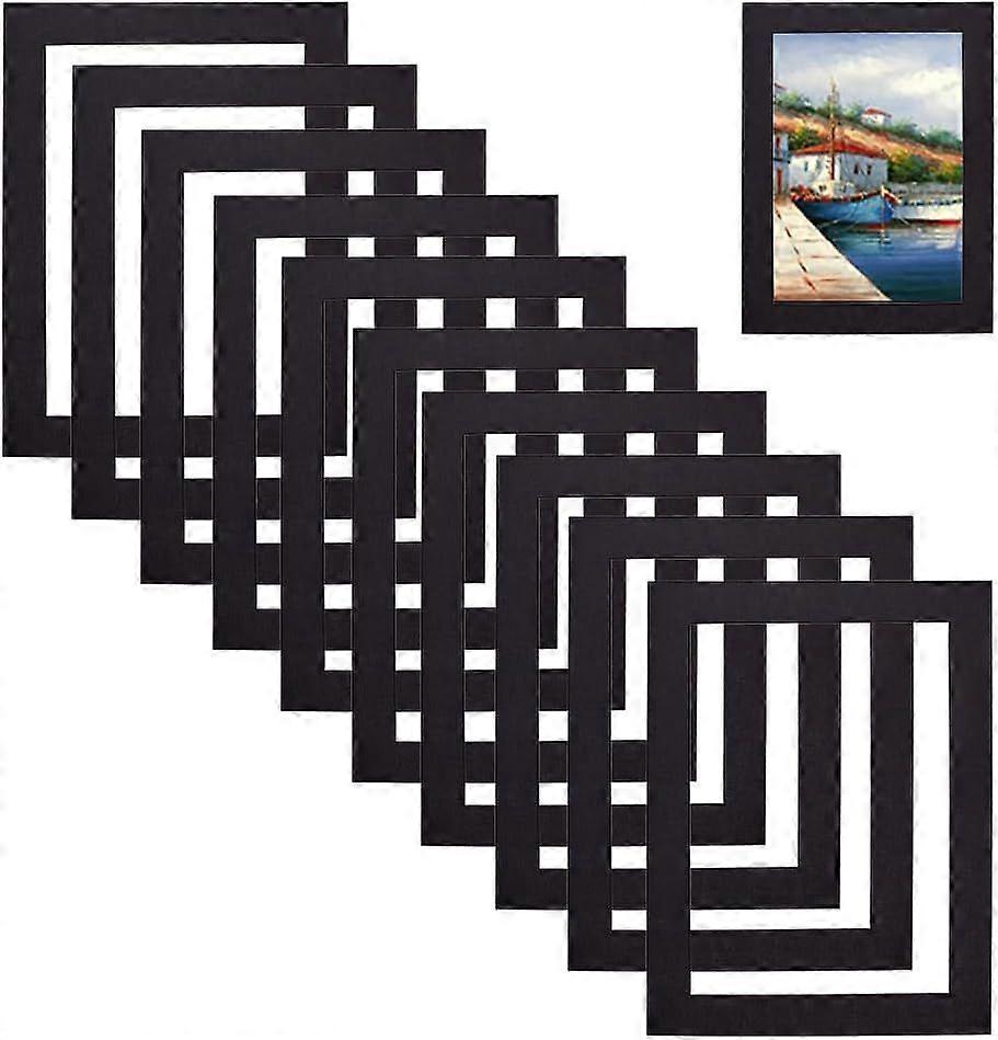 10x14 for 7x11 Photos Black Core Precut Matboard 10 Pack Simple Paper Picture Frames Cardboard Photo Frames with Transparent Window for Pictures Photo