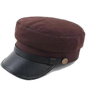 Unisex Junge Schirmmütze mit Krempe Newsboy Baskenmütze Hut Kadettenhut Braun