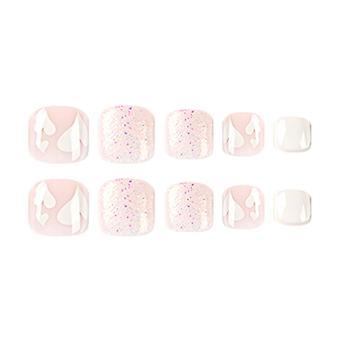 Weißes Glitzer-Dekor Gefälschte quadratische Nägel Ultra-flexible langlebige gefälschte Nägel Klebermodelle