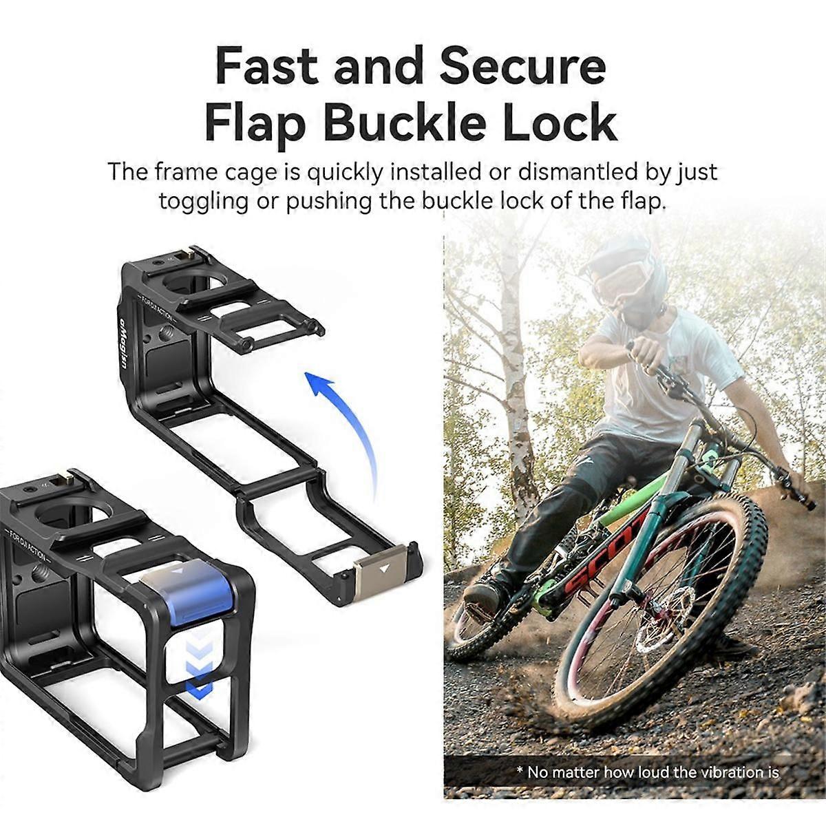 Sport Camera Metal Cage Cold Shoe Full Protective Case with Lens Cover for Action 5 Pro 4 3