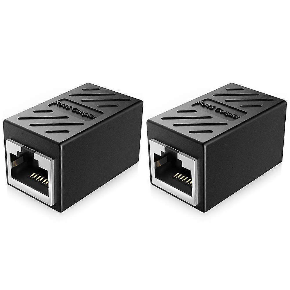 2kpl RJ45-liittimen jatke, Ethernet-kaapelin jatkosovitin naaras-naaras, musta