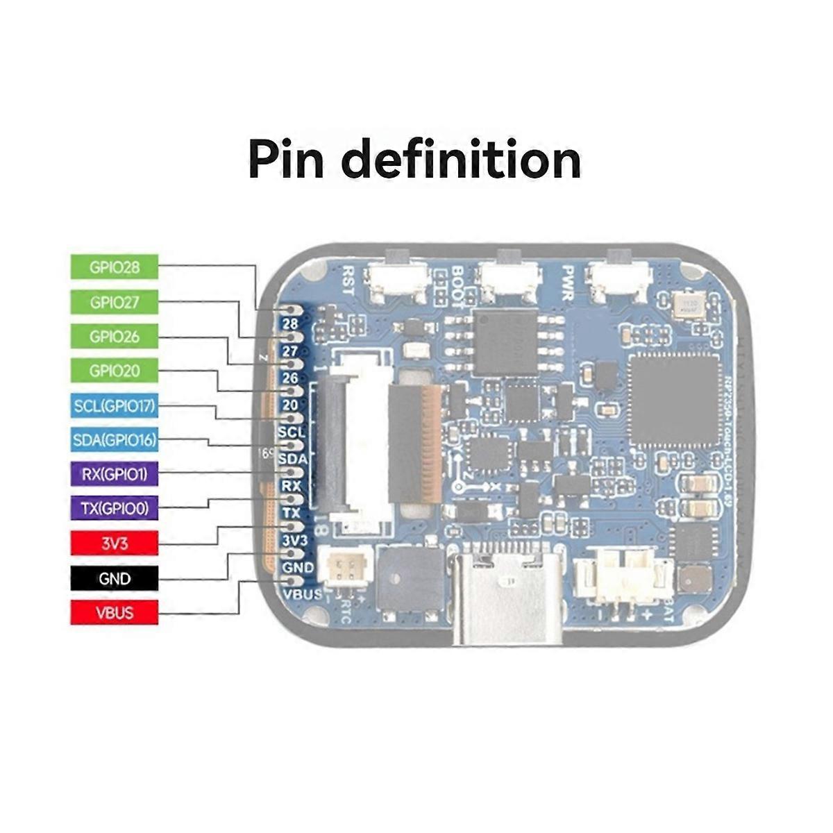for RP2350 1.69In IPS Touchscreen DevelopmentBoard ARM SPI LCD Display Module for ESP-IDF/for IDE