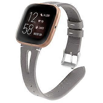Para Fitbit Versa 2 Pulseira de Relógio de Abertura Média em Couro (Flor de Freixo Branco)