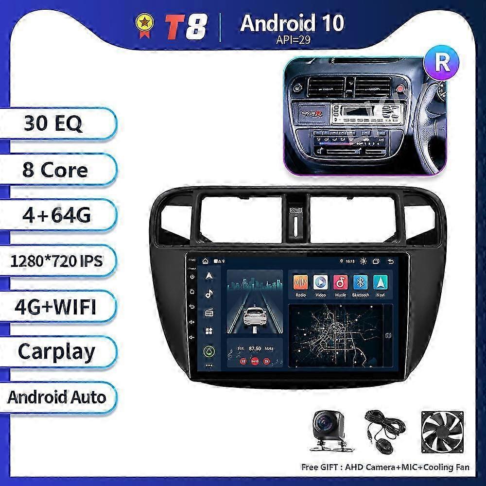 T8 8G 256G For Honda Civic EJ EK EM 1995 - 2001 Car Radio Multimedia Video Player Navigator GPS Android Auto No 2 Din DVD