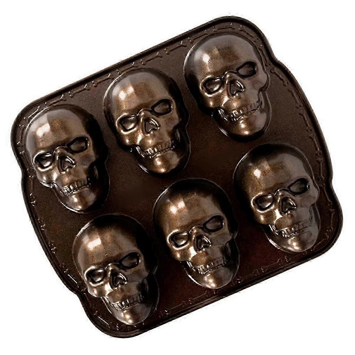 Ware Halloween-Backgeschirr, Haunted Skull Cakelet Pan, Bronze