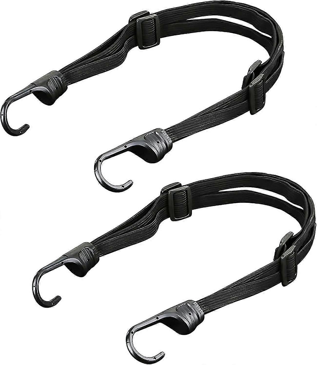 Heavy Duty Bungee Cords Hooks Flat Bungee Bike Lock Elastic Bike Strap Adjustable Bungee Rack Straps For Bicycle And Motorcycles (black)(2pcs)