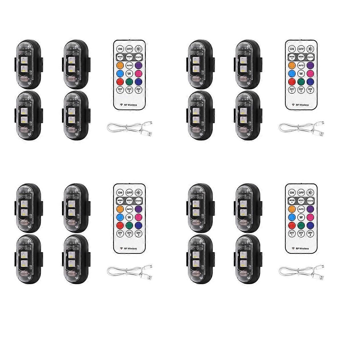 16PCS Wireless LED Strobe Lights with Remote Control, 8 Colors USB Charing Waterproof Emergency War