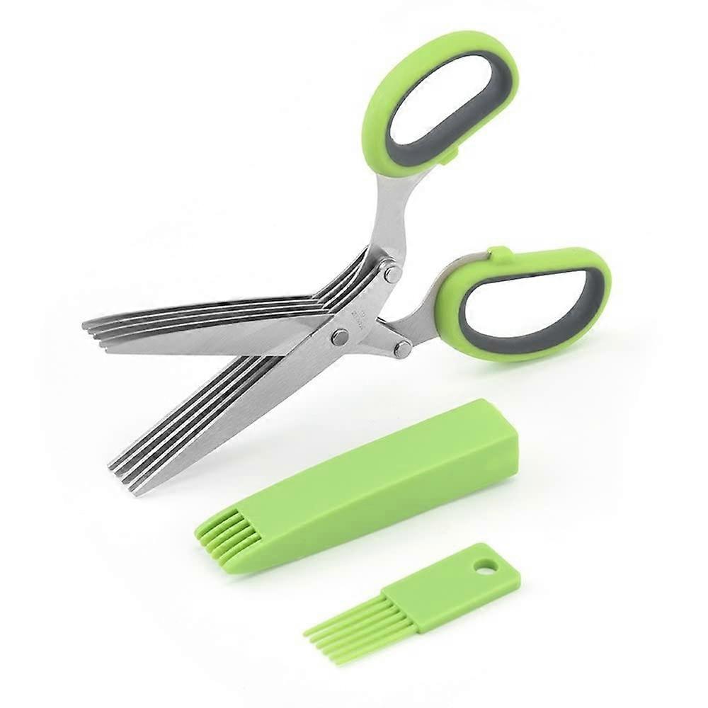 Five Layer Stainless Steel Kitchen Scissors for Chopping Green Onions and Vegetables, Ergonomic Design, Easy Grip