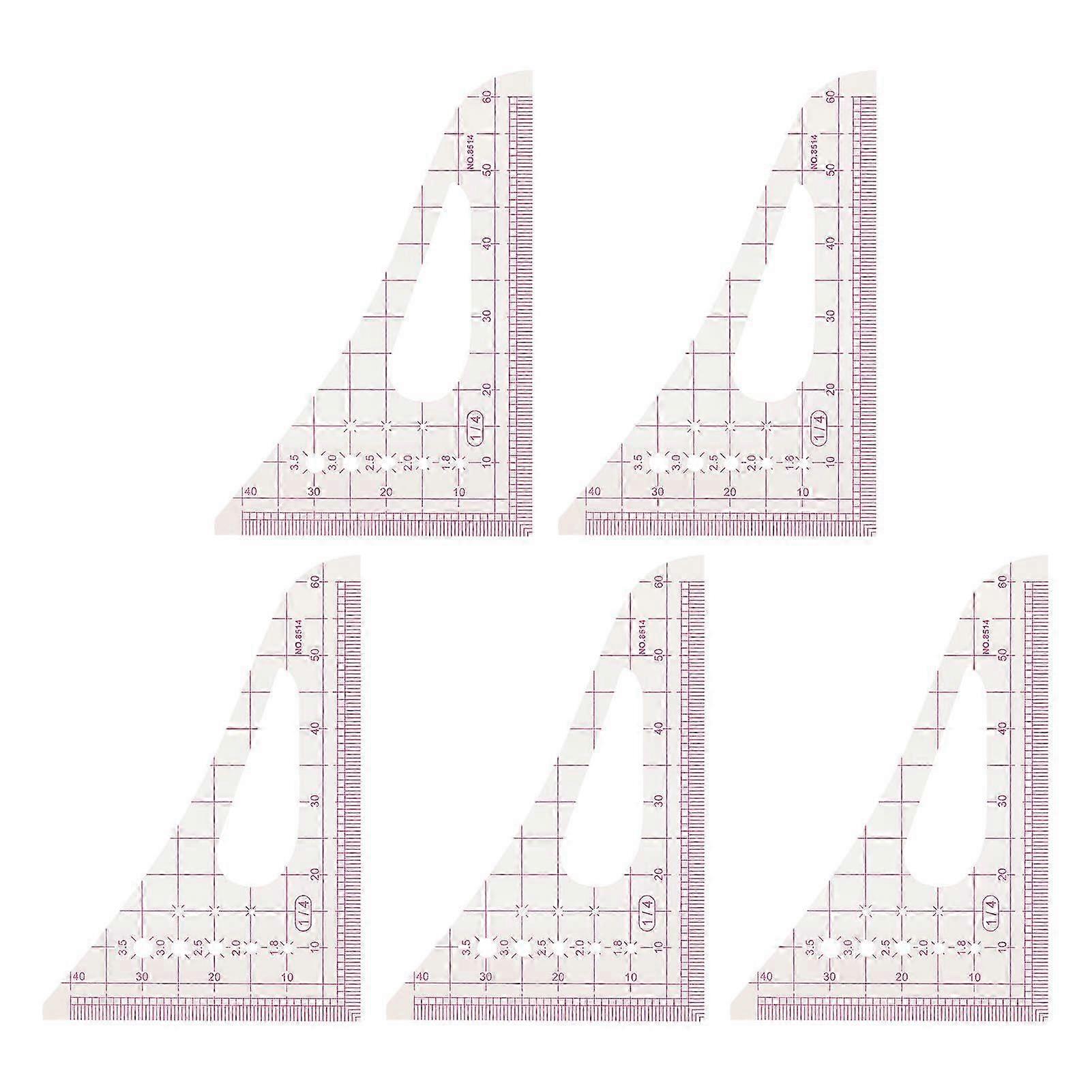 5Pcs Triangular Curve Rule Transparent High Accuracy Multifunction Pattern Sewing Rulers Set for Beginners Tailors
