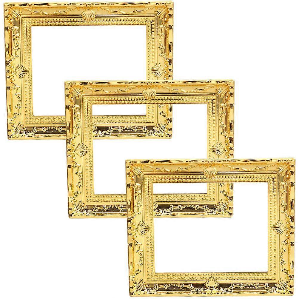3pcs Tiny House Picture Frames Miniature Frames Mini Photo Frame Ornaments(1:12 Scale)