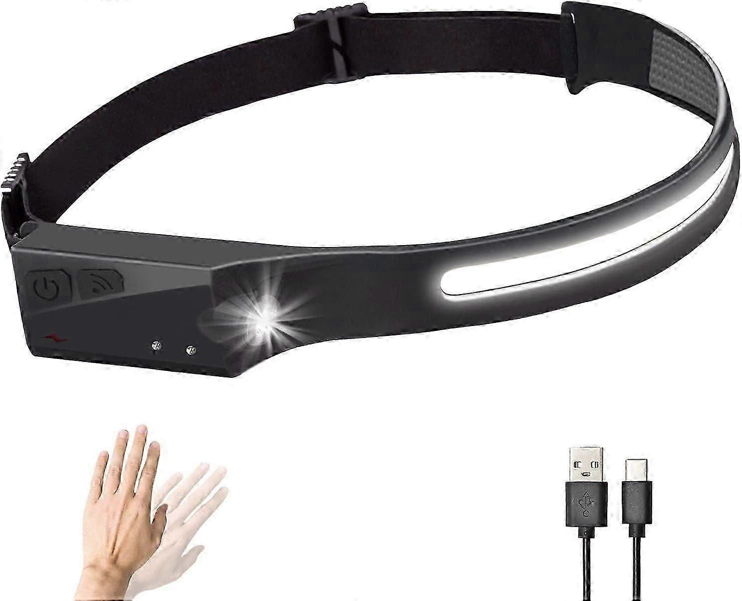 LED Head Torch Rechargeable UQNAL COB Headlamp 1200mAh Battery Powered,XPE Super Bright Headtorch