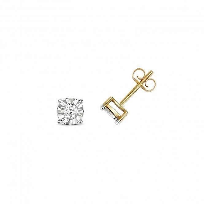 Diamond Jewellery 9ct Gold Diamond Illusion Set Studs ED145
