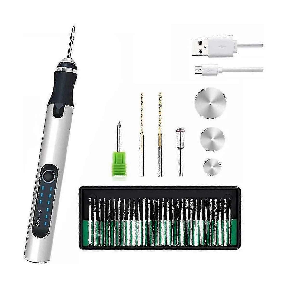 Usb Customizer Professional Engraving Pen 30 Bits, Rechargeable Engraving Pen Cordless, Engraver To-c