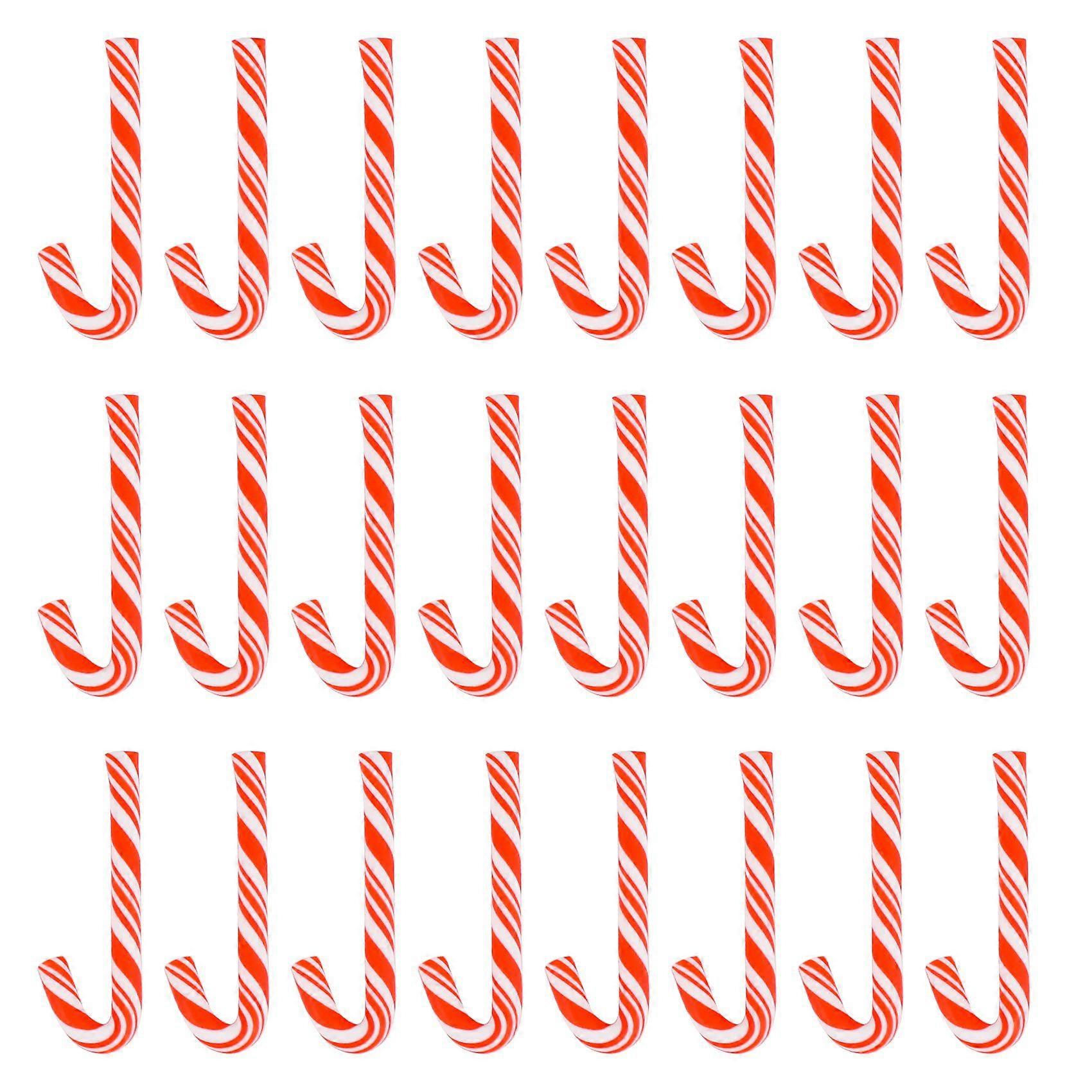 50Pcs Red And White Handmade Christmas Candy Cane Miniature