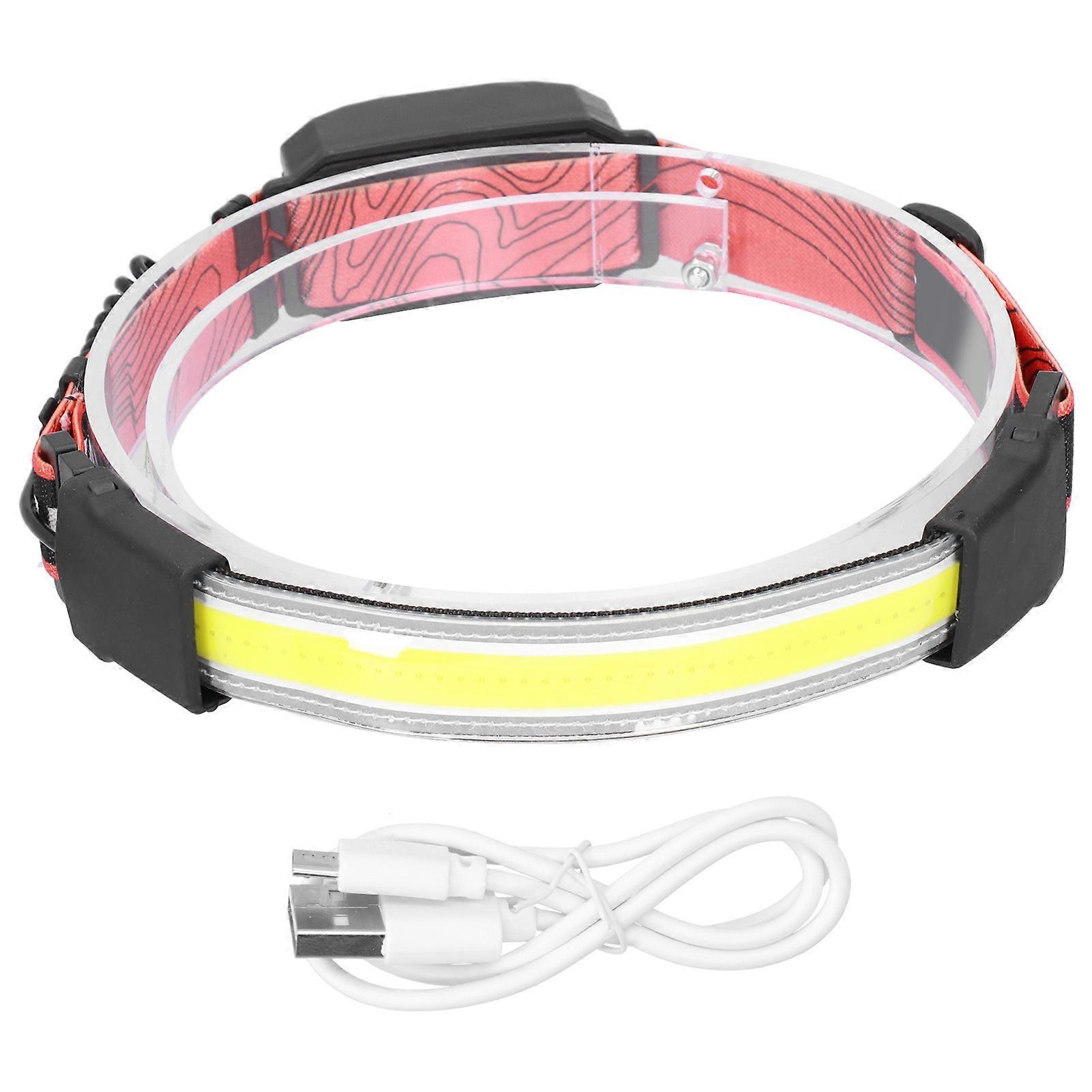 COB LED Headlamp with 3 Light Modes USB Charging for Outdoor Fishing Running Camping