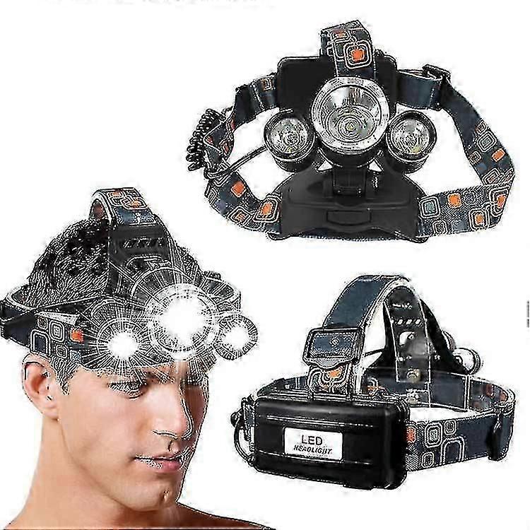 Headlamp Flashlight Usb Rechargeable 3 Led T6 Headlamp Adjustable Headband