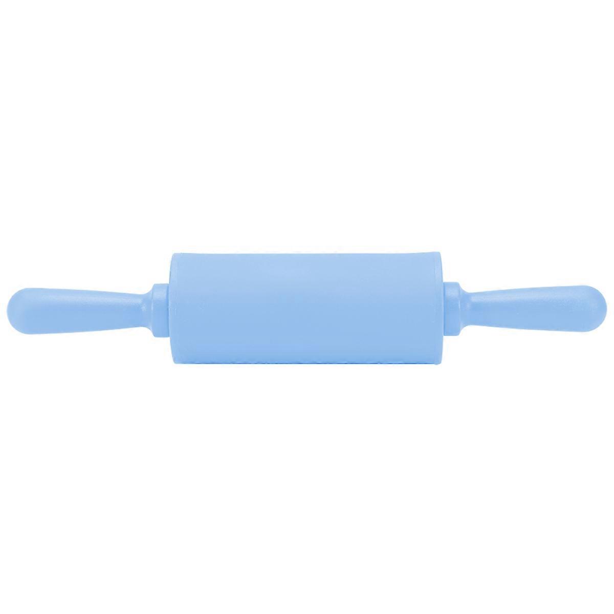 Blue Silicone Rolling Pin Pastry Dough Roller Baking Tool with Plastic Handle