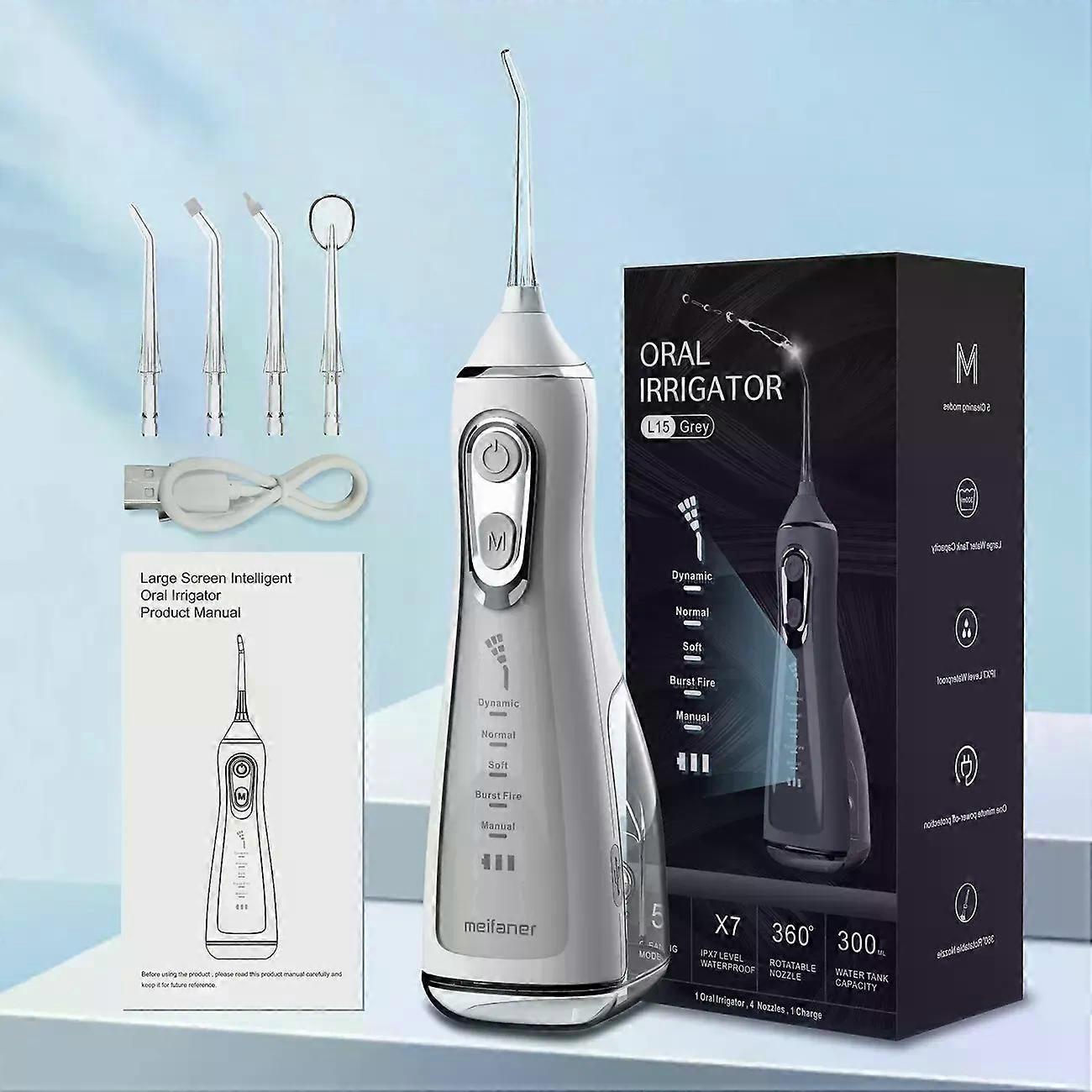 Oral Irrigator Tooth Scaler 5-speed Adjustment Water Flosser Portable Dental Water Jet 350ML IPX6 Waterproof Teeth Cleaner
