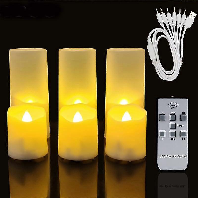 LED candles, 6 rechargeable battery tea light candles with remote control, realistic flameless candles