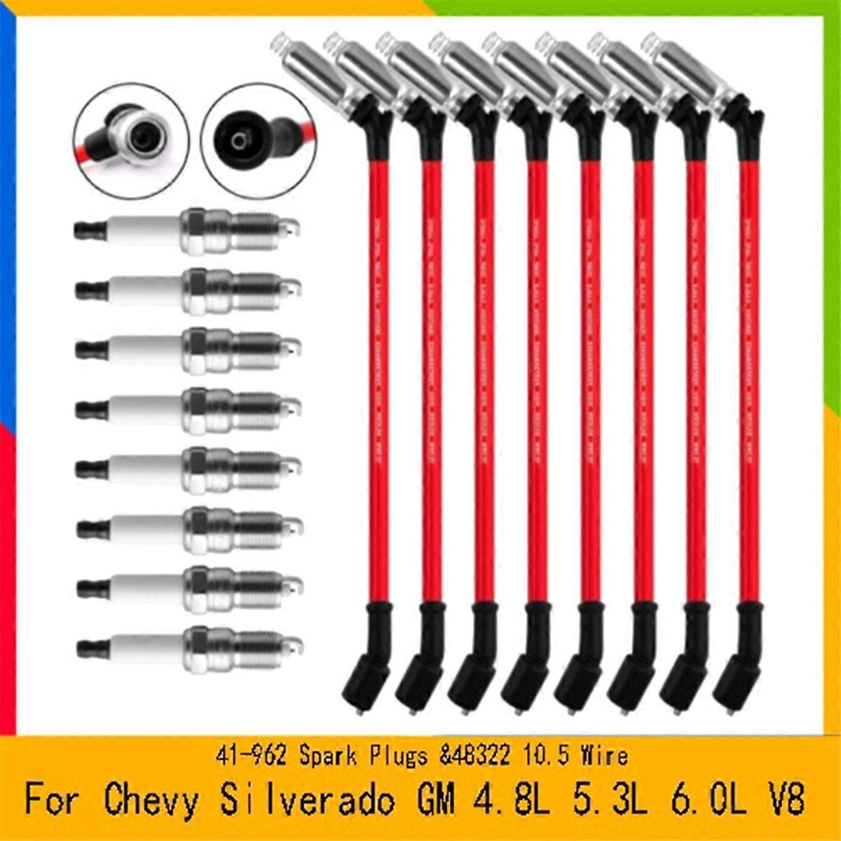 8PC 41-962 Spark Plugs&48322 10.5 Wire for 4.8L V8