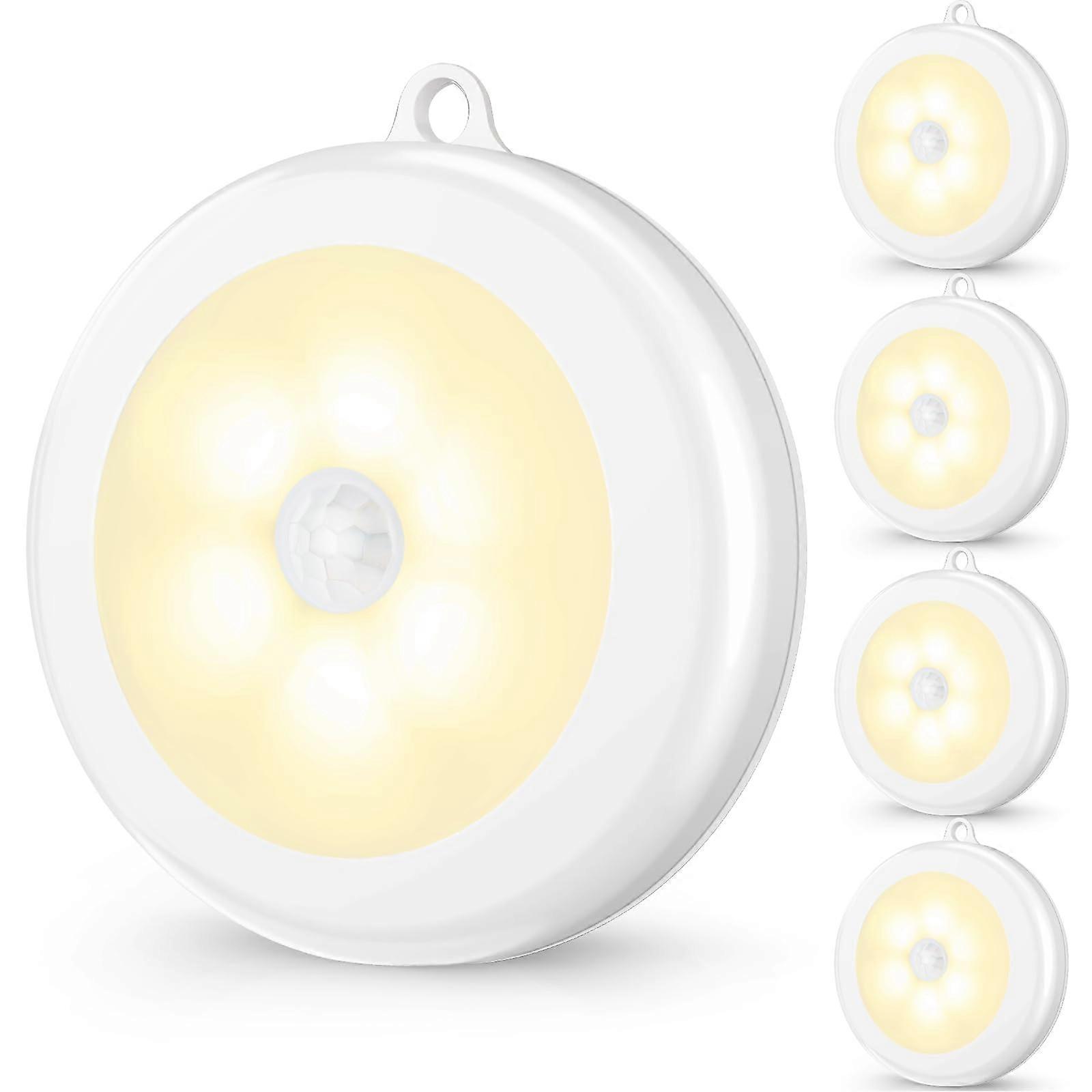 4 Pack Motion Sensor LED Night Light, Cordless Battery-Powered Closet Lights, Stick-On Magnetic Design, Neutral White for Stairs and Cabinets