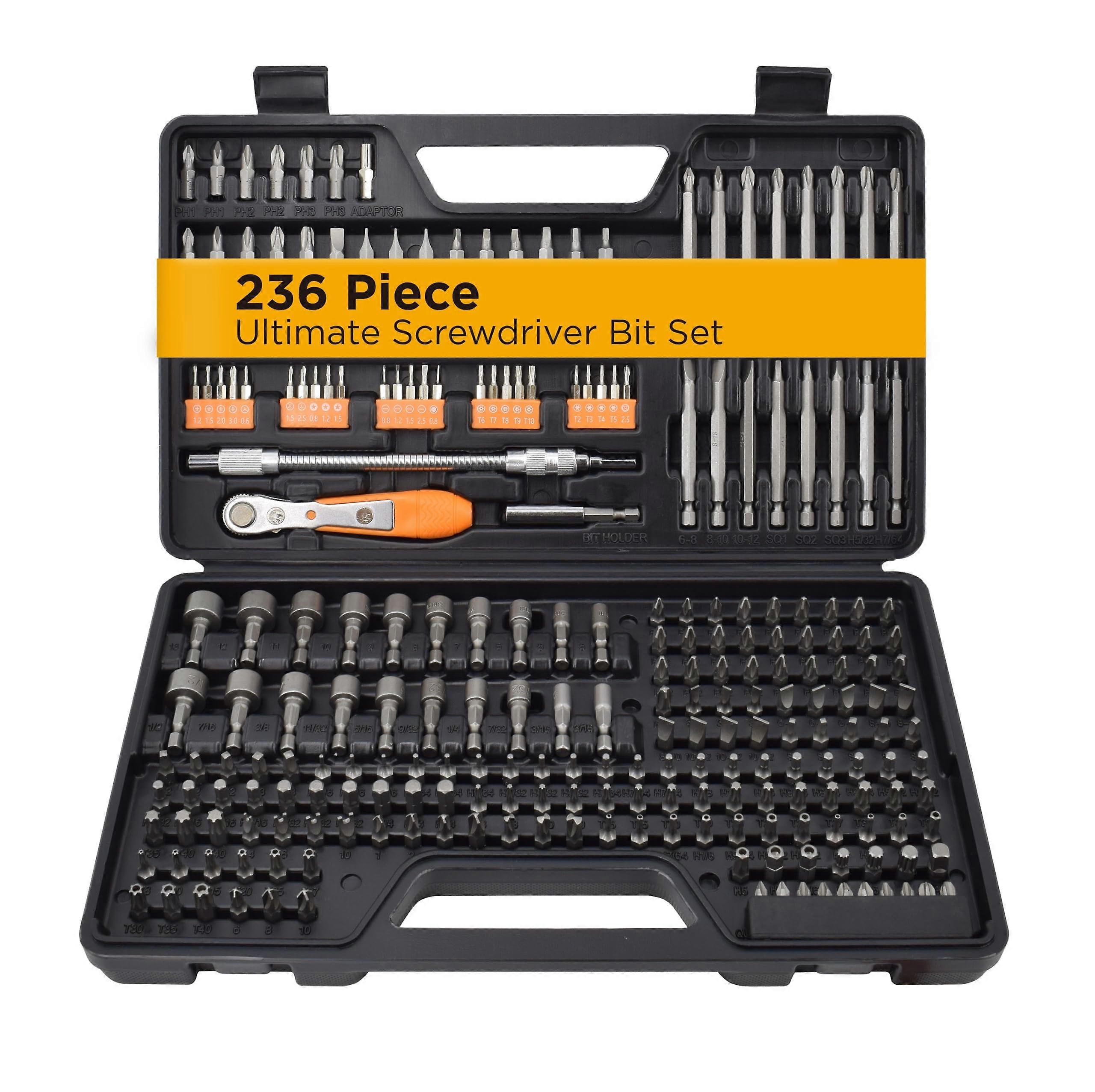 236 Piece Ultimate High Grade Carbon Steel Screwdriver Bit Set for Hard-to-Find Security Bits Micro Bits