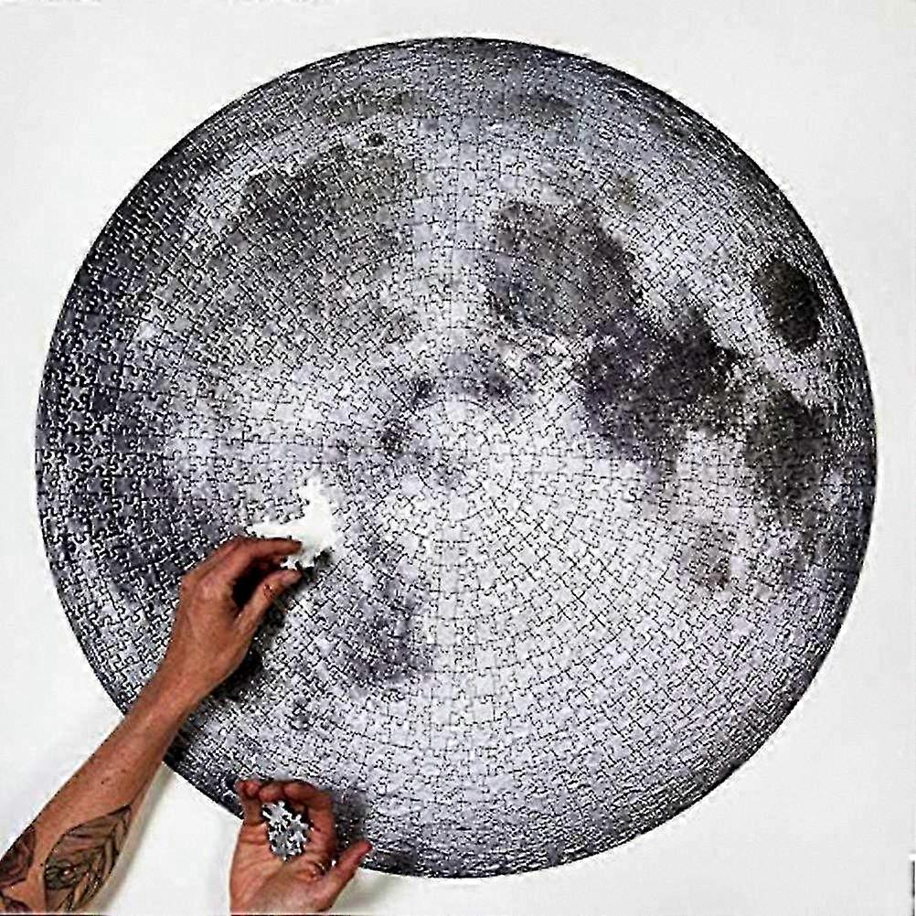 1000-Piece Round Jigsaw Puzzle DIY Space Moon Earth Circular Educational Relaxing Puzzle Game