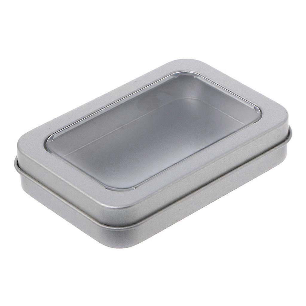 Tinplate Storage Box with Clear Window Top Metal Tin Can Boxes Fillable for Case for Outdoor Traveling Portable Organize 88*60*18mm