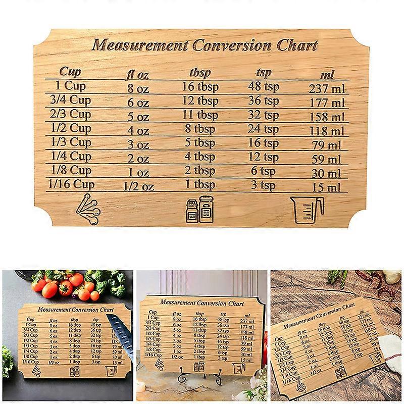 Kitchen Baking Measurement Conversion Board Wooden Cutting Boards Measurements Conversion Chart Measurement Cheat Sheet