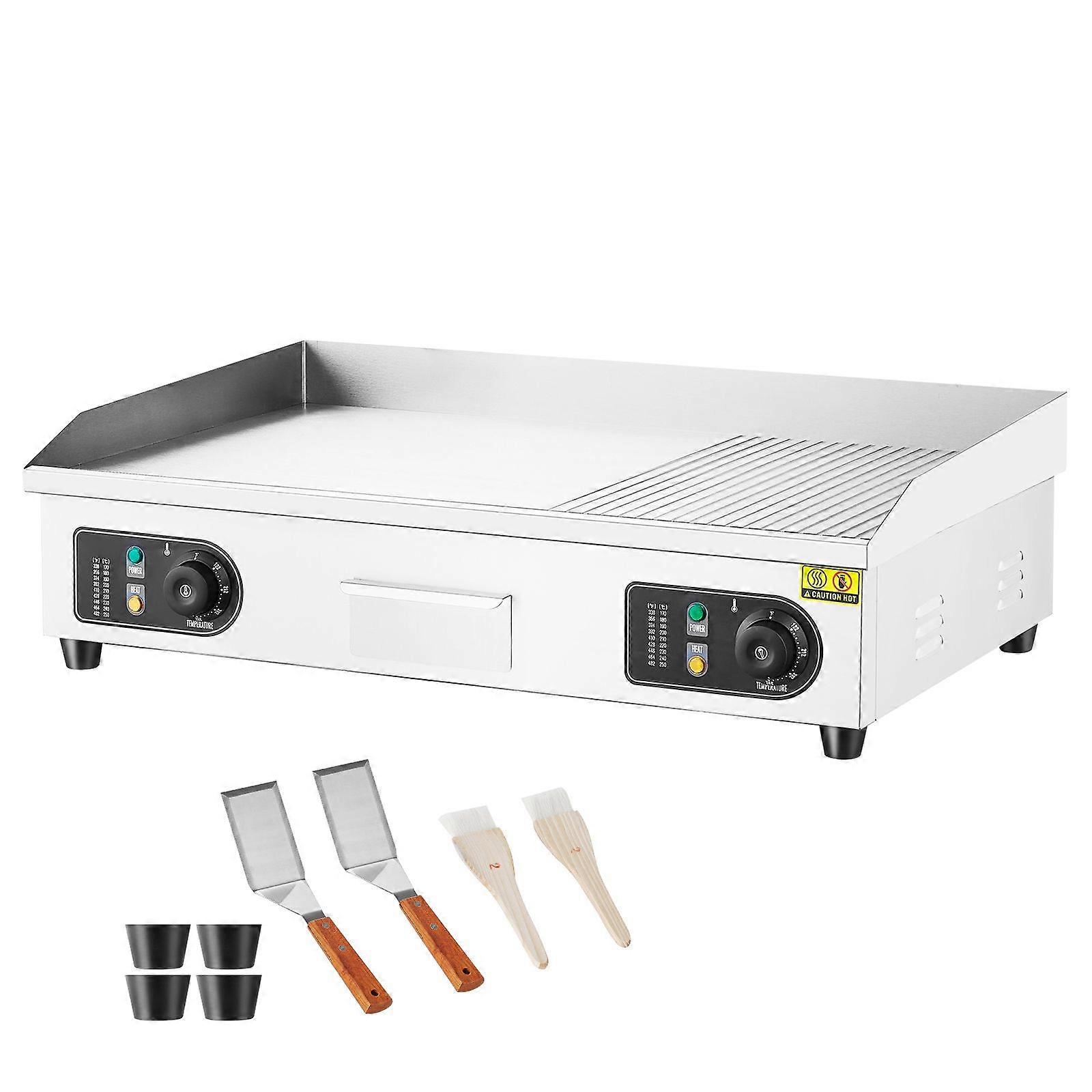 Εμπορική ηλεκτρική σχάρα, 4400W Countertop Half-Flat Top Grill, 122-572 ρυθμιζόμενη θερμοκρασία, 2 φτυάρια και 2 βούρτσες για το σπίτι ή το εστιατόριο