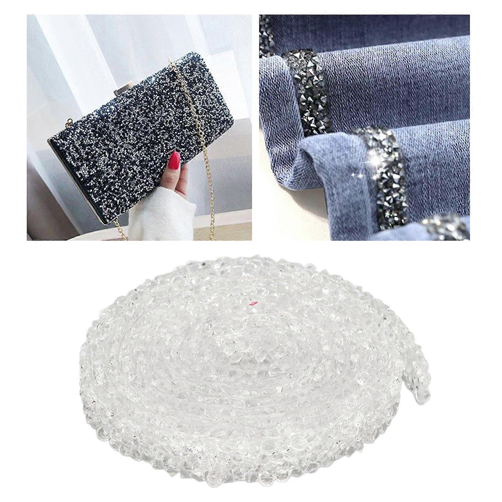Striscia di strass 5yd lunga 0,4 pollici di larghezza bianco trasparente sicuro nastro di cristallo durevole per festa di nozze di compleanno