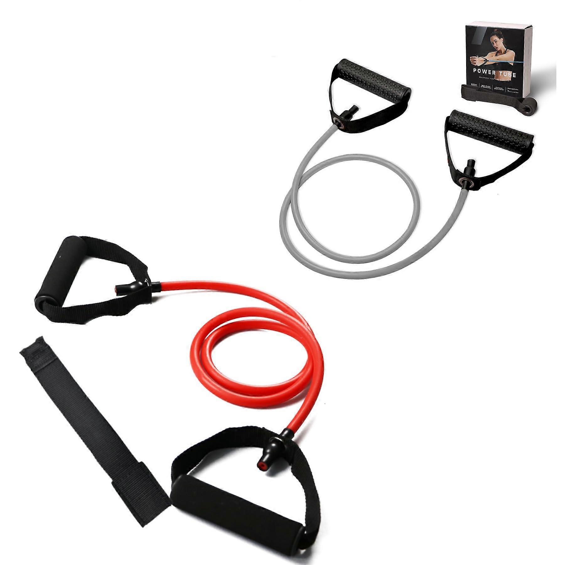 Resistance Bands with Handles Set(Red 20lbs+Gray40lbs)