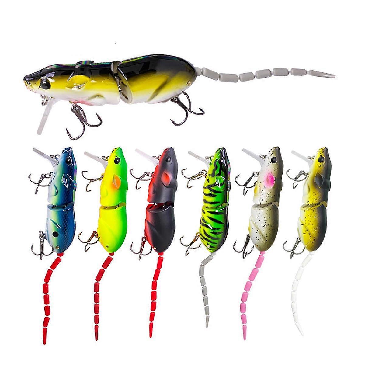 7pcs Spirebuzz Ratstrike Lure,3D Lifelike Rat Topwater Lure,Premium Bionic Mouse Fishing Lure