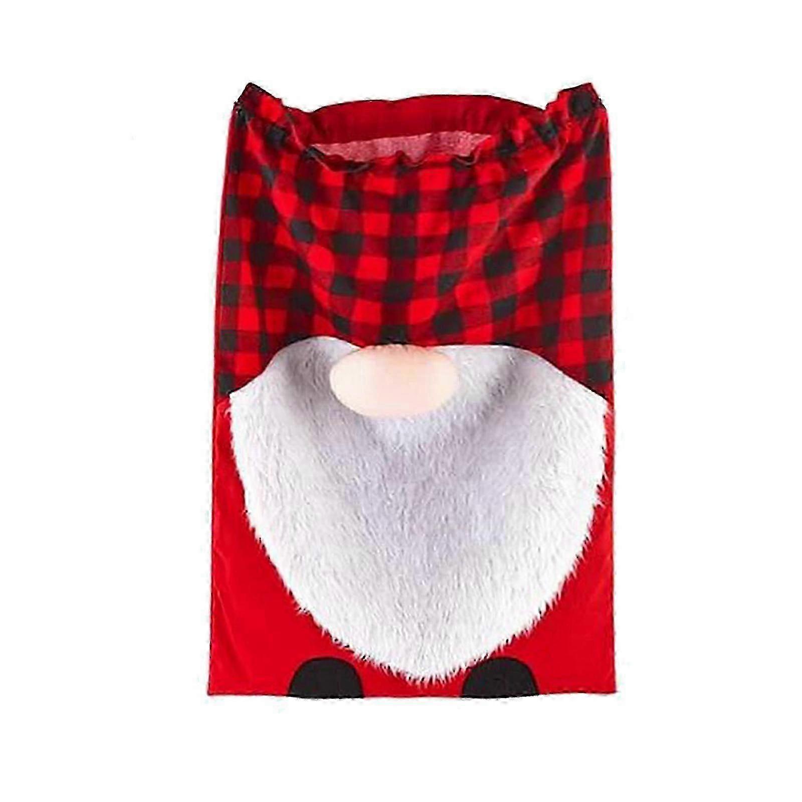 Large Drawstring Gift Bag for Christmas, Festive  Plaid Design