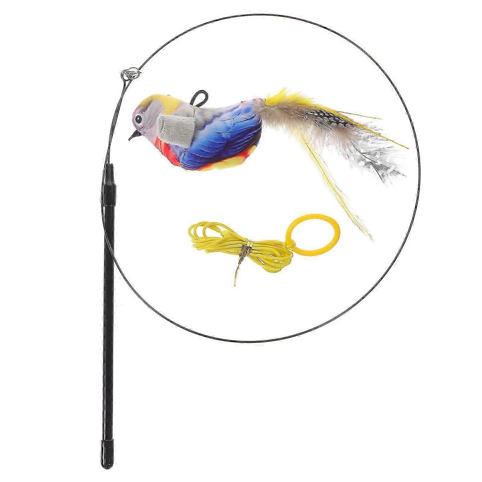 1 Set of Flying Birds Cat Toys Cat Teasing Sticks with Catnip Plush Bird Cat Teasing Sticks