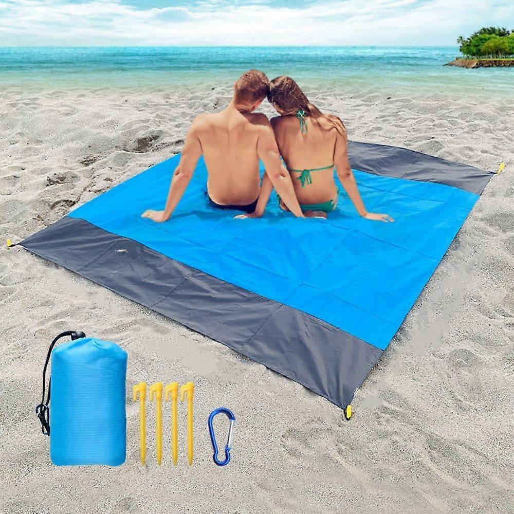 Compact Waterproof Pocket Blanket 82 X 78 Inches, Foldable Lightweight Picnic And Beach Mat, Portable