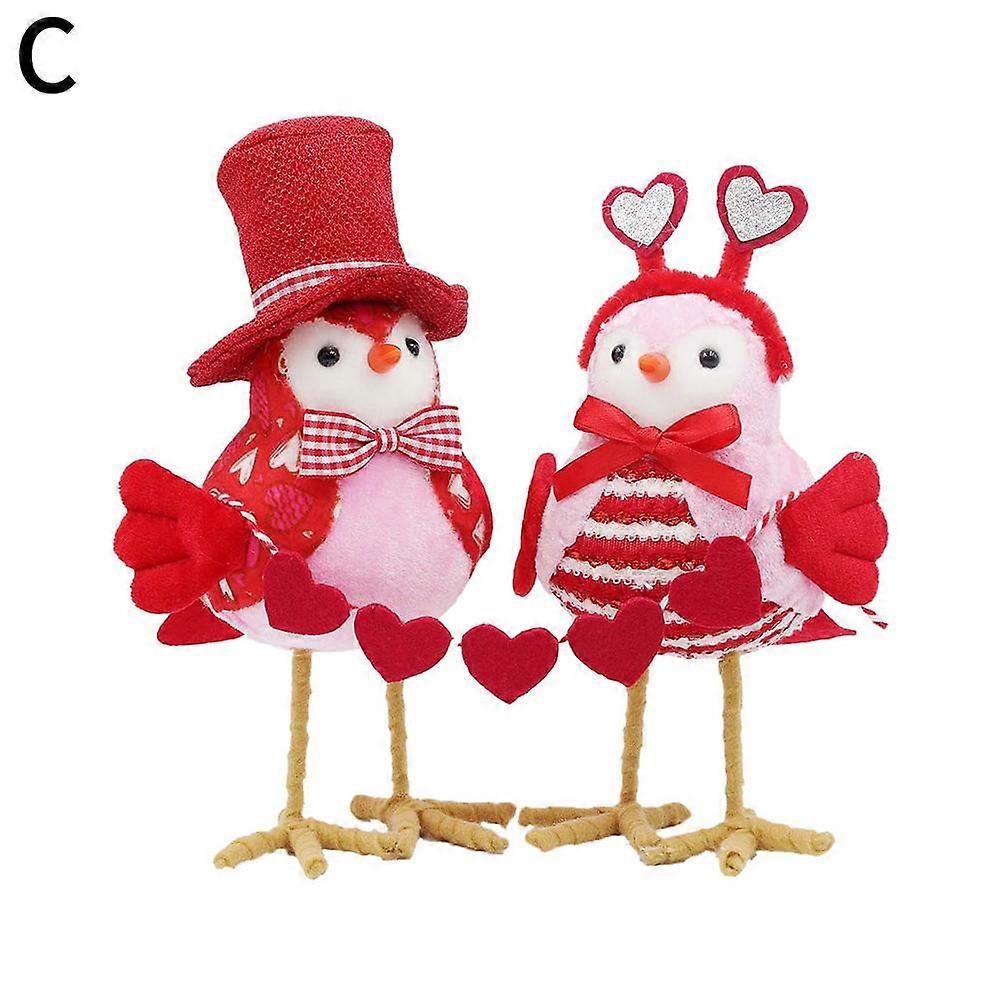 Rotes 2-teiliges Set (C)$New Vogelpuppe Unabhängigkeitstag Vogelschmuck Vogeldekorationen