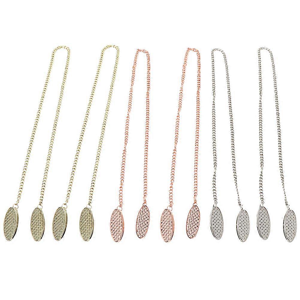 6 قطع منديل مقاطع منديل حامل سلسلة معدنية منديل مقاطع منشفة المرايل المئزر تحديد مقاطع مع سلسلة