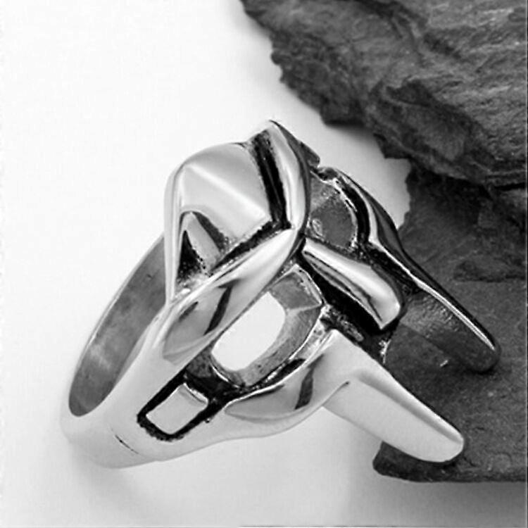 Doom Mask Gladiator Style Ring Metal Silver Stainless Size 14