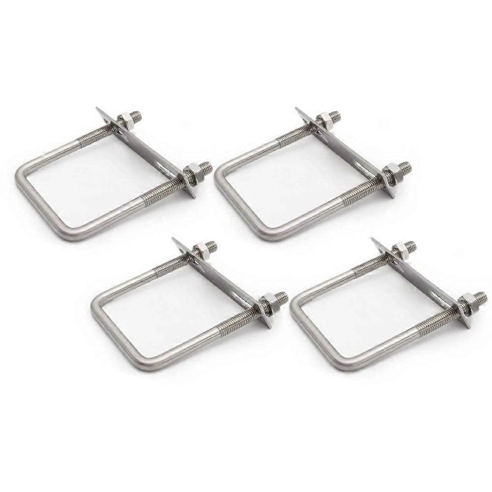 4 Sets 304 Stainless Steel Square UBolts 4.76'(121mm) Inner Width, 6.3'(160mm) Length with M10 Nuts