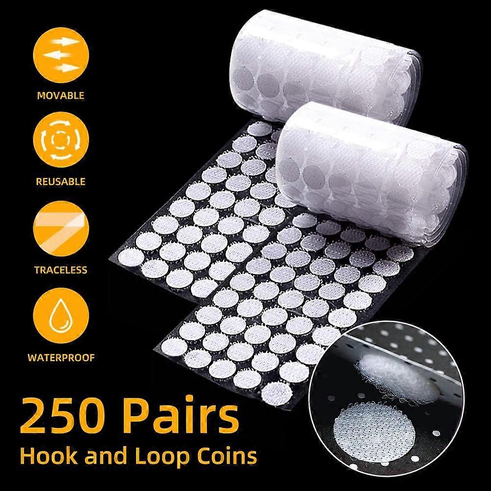 500 Pcs Hook and Loop Dots Self Adhesive 20mm  Sticky Back Coins Double Sided