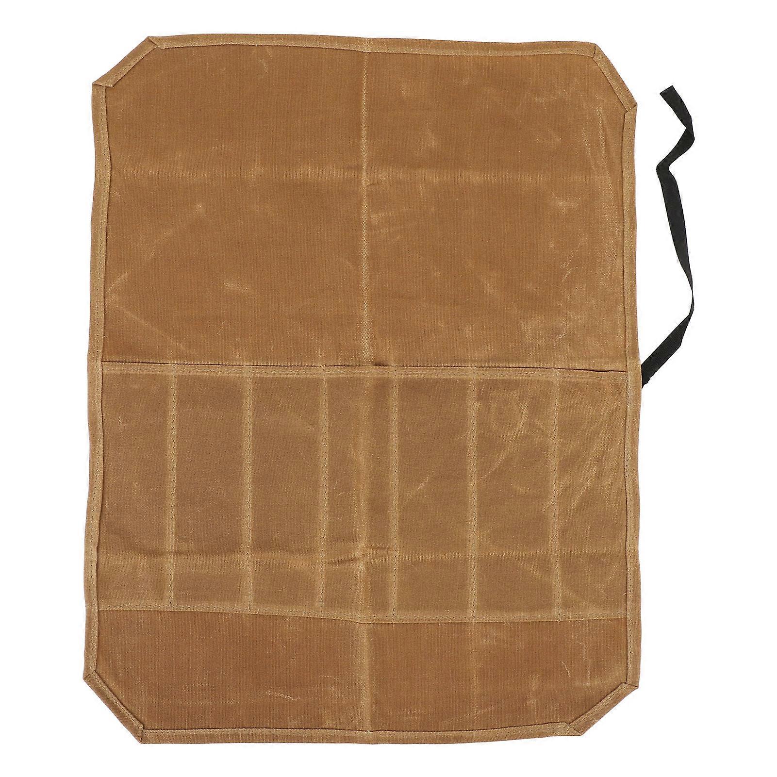 Water Resistant Canvas Chef Tool Bag, Portable Chef Fork Holder, Kitchen Utensil Pouch, Travel, Camping, Khaki