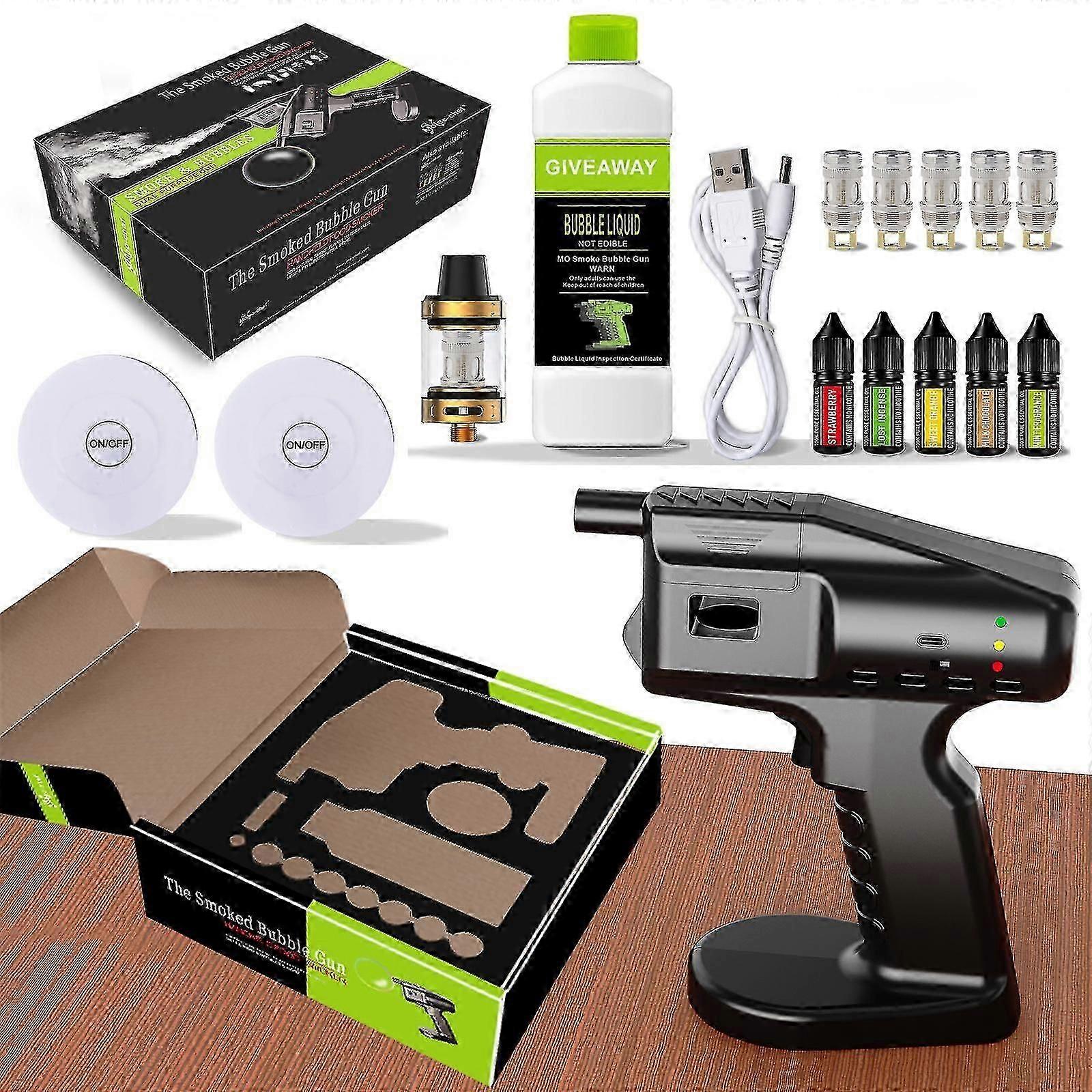 İçecekler ve Yiyecekler için 5 Aromalı Aroma Yağı ve Yenilebilir Kabarcıklı Duman Tabancası Kokteyl Kiti