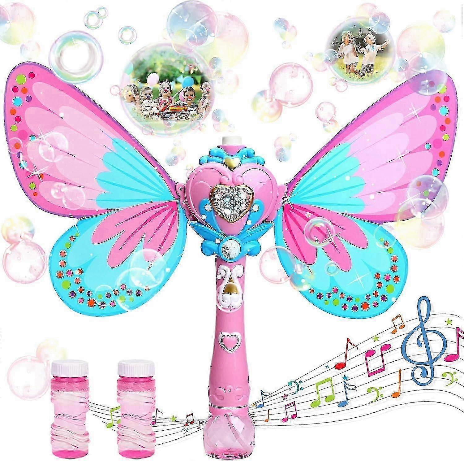 Bubble Machine for Kids | Butterfly Bubbles Wand Blower for Toddlers 1000+ Bubbles per Minute | Gift for Girls Bubble Solution Included