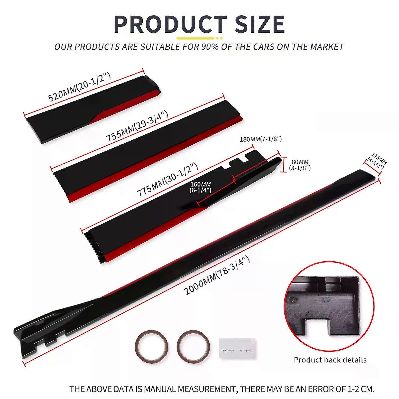 Universal Side Skirts Extension Rocker Panels Lip Splitters B-M-W ABS Car Accessories Fits Universal Vehicles Black