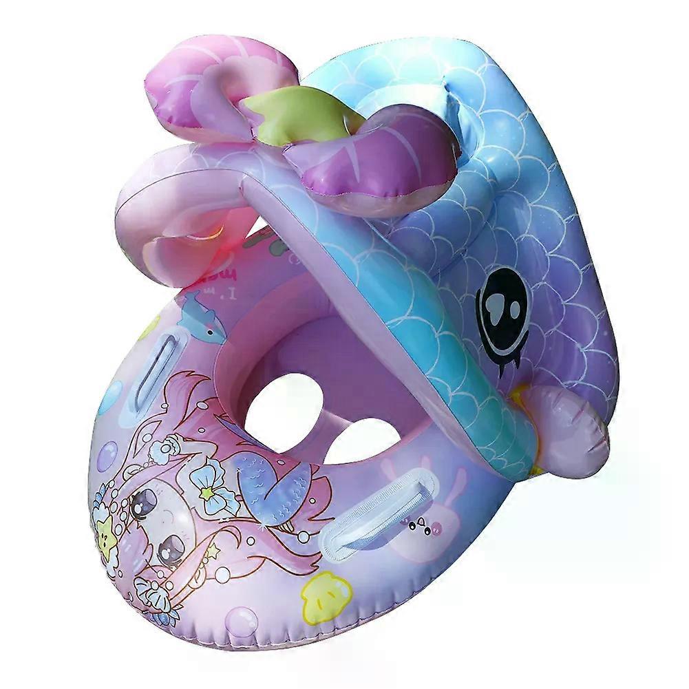 Baby Swimming Ring Inflatable Swim Ring with Sunshade Toddlers Pool Float Beach Water Toys Kids Seat Ring for Kids Toddlers
